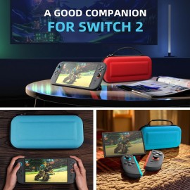 TiMOVO Carrying Case for Nintendo Switch 2 2025, Large Capacity Protective Hard Shell Portable Travel Case Pouch for Switch 2, with 10 Game Card Slots and Pockets for Console & Accessories, Blue+Red