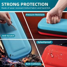 TiMOVO Carrying Case for Nintendo Switch 2 2025, Large Capacity Protective Hard Shell Portable Travel Case Pouch for Switch 2, with 10 Game Card Slots and Pockets for Console & Accessories, Blue+Red