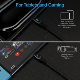 Naztech DigiWATT USB-C to USB-C Digital LED Cable, Black (6 Ft.)