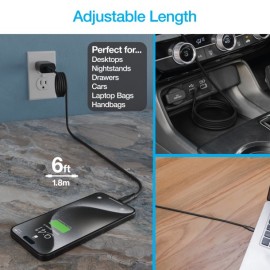 Naztech REcoil 100-Watt 6-Ft. USB-C to USB-C Magnetic Braided Cable (Black)