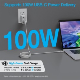 Naztech REcoil 100-Watt 6-Ft. USB-C to USB-C Magnetic Braided Cable (White)