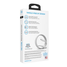 Naztech REcoil 100-Watt 6-Ft. USB-C to USB-C Magnetic Braided Cable (White)