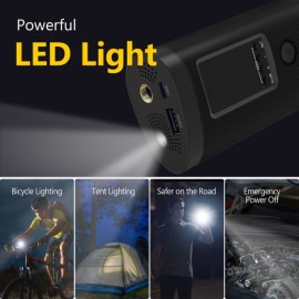 Z-EDGE ZA103 Combo 150-PSI Portable Air Inflator and 2,000-mAh Power Bank with Digital Display and Carrying Pouch (Black)