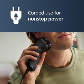 Philips Norelco Shaver 1100 Series, Dry Electric Shaver, 27 Self-Sharpening ComfortCut Blades, 4D Floating Heads, P-Cap, Deep Black