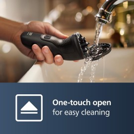 Philips Norelco Shaver 1100 Series, Dry Electric Shaver, 27 Self-Sharpening ComfortCut Blades, 4D Floating Heads, P-Cap, Deep Black