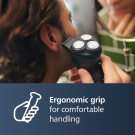 Philips Norelco Shaver 1100 Series, Dry Electric Shaver, 27 Self-Sharpening ComfortCut Blades, 4D Floating Heads, P-Cap, Deep Black