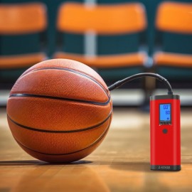 Z-EDGE ZA103 Combo 150-PSI Portable Air Inflator and 2,000-mAh Power Bank with Digital Display and Carrying Pouch (Red)