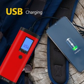 Z-EDGE ZA103 Combo 150-PSI Portable Air Inflator and 2,000-mAh Power Bank with Digital Display and Carrying Pouch (Red)