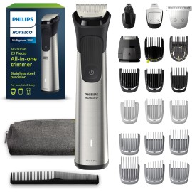 Philips Norelco Multigroom 7000 Series, All-in-One Trimmer, Beard Trimmer and Hair Clipper, 23-Piece Men's Grooming Kit for Beard, Face, Nose, Ear, Body, with Titanium Blades, Travel Pouch