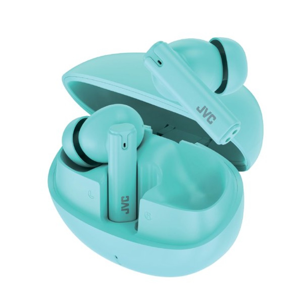 JVC Ultra-Compact Bluetooth Earbuds with Microphone, True Wireless with Charging Case, (Green)