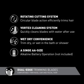 Panasonic Men's Ear and Nose Hair Trimmer, Wet Dry Hypoallergenic Dual Edge Blade