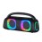 IQ Sound Bluetooth Boom Box Speaker with FM Radio, RGB Light Show, and Remote, True Wireless, Black,