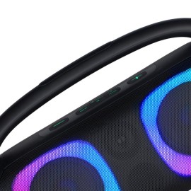 IQ Sound Bluetooth Boom Box Speaker with FM Radio, RGB Light Show, and Remote, True Wireless, Black