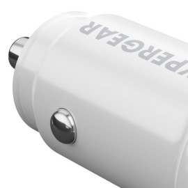 HyperGear mini Dual 20-Watt USB-C PD and 18-Watt USB Car Charger (White)