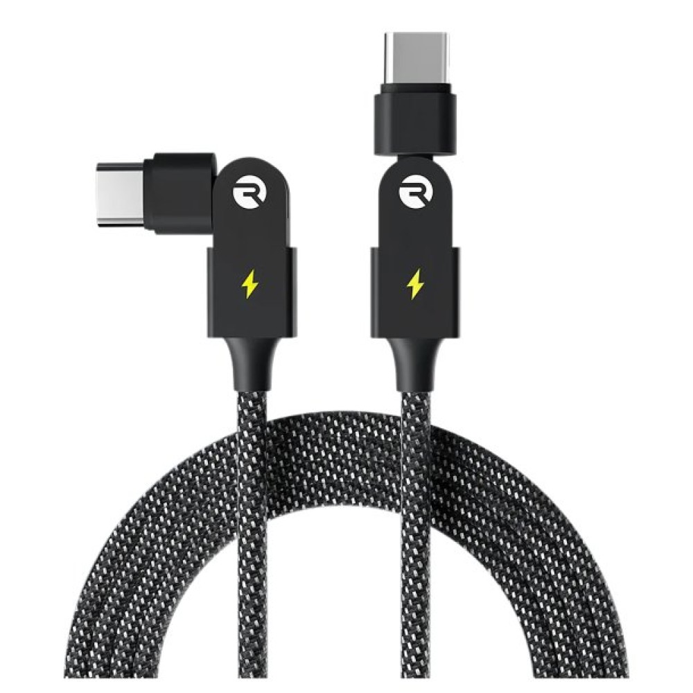 Raycon Magic Spin 100-Watt Lightning to USB-C Charge and Sync Cable, 3.3 Ft. (Black)