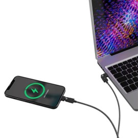 Raycon Magic Spin 100-Watt Lightning to USB-C Charge and Sync Cable, 3.3 Ft. (Black)