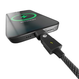 Raycon Magic Spin 100-Watt Lightning to USB-C Charge and Sync Cable, 3.3 Ft. (Black)