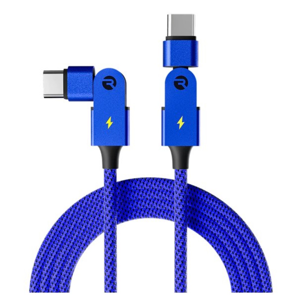 Raycon Magic Spin 100-Watt USB-C to USB-C Charge and Sync Cable, 3.3 Ft. (Blue)