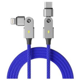 Raycon Magic Spin Pro 100-Watt Lightning to USB-C Charge and Sync Cable, 6.6 Ft. (Blue)