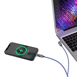 Raycon Magic Spin Pro 100-Watt Lightning to USB-C Charge and Sync Cable, 6.6 Ft. (Blue)