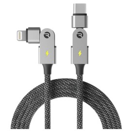 Raycon Magic Spin Pro 100-Watt Lightning to USB-C Charge and Sync Cable, 6.6 Ft. (Black)