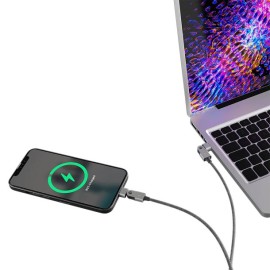 Raycon Magic Spin Pro 100-Watt Lightning to USB-C Charge and Sync Cable, 6.6 Ft. (Black)