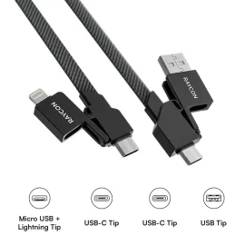 Raycon Magic Flex 100-Watt 6-in-1 Charge and Sync Cable (6 In.)