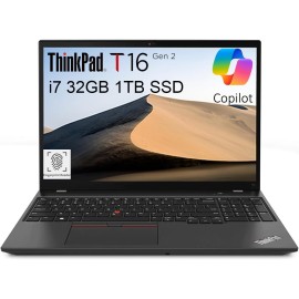 Lenovo ThinkPad T16 Gen 2 Business Laptop (16" FHD+ Anti-glare, Intel 10-Core i7-1355U, 32GB DDR5 RAM, 1TB SSD), Fingerprint, 2 x Thunderbolt 4, Webcam, Ethernet, Wi-Fi 6E, Win 11 Pro w/ AI Copilot