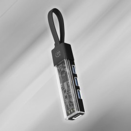 Manhattan Transparent 4-Port USB 3.0 USB-C/USB-A Combo Hub (Black)
