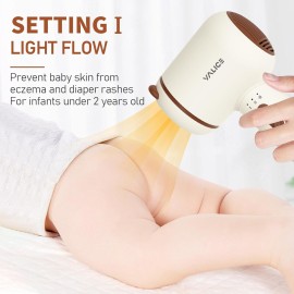 Cordless Baby Hair Dryer for Infant, Low Heat Gentle Air Rechargeable Small Hair Blow Dryer for Baby Butt Skin with 3 Speed Settings, 0-3 Years Using (Khaki)