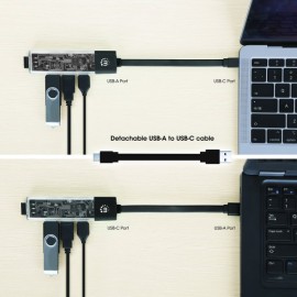 Manhattan Transparent 4-Port USB 3.0 USB-C/USB-A Combo Hub (Black)