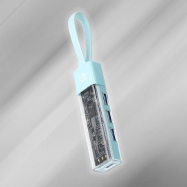 Manhattan Transparent 4-Port USB 3.0 USB-C/USB-A Combo Hub (Teal)