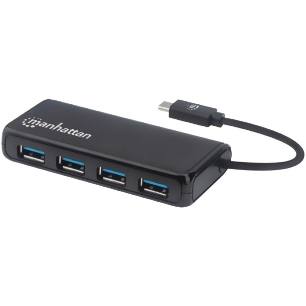 Manhattan 4-Port USB 3.2 Gen 1 Hub with USB-C-Male to 4 USB-A Females