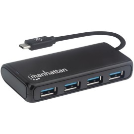 Manhattan 4-Port USB 3.2 Gen 1 Hub with USB-C-Male to 4 USB-A Females