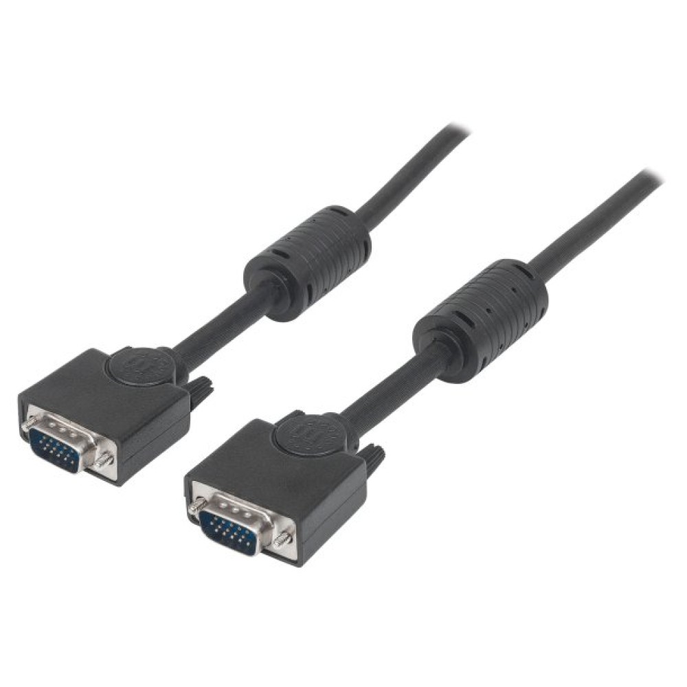 Manhattan HD15-Male to Male SVGA Cable with Ferrite Core, 10ft