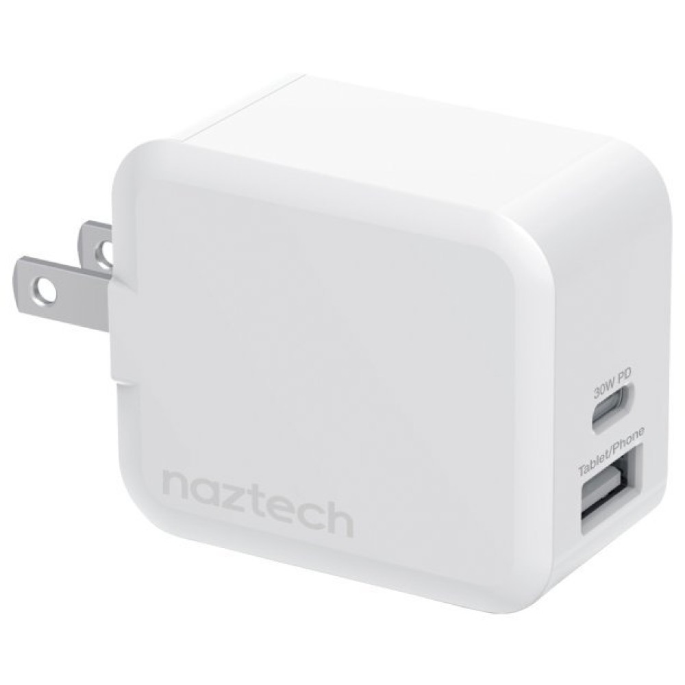 Naztech 30-Watt Power Delivery Dual-Output USB-C Fast Wall Charger