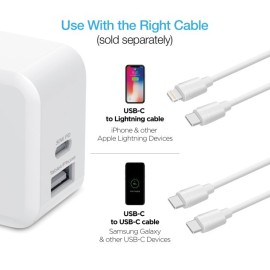 Naztech 30-Watt Power Delivery Dual-Output USB-C Fast Wall Charger
