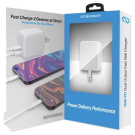 Naztech 30-Watt Power Delivery Dual-Output USB-C Fast Wall Charger