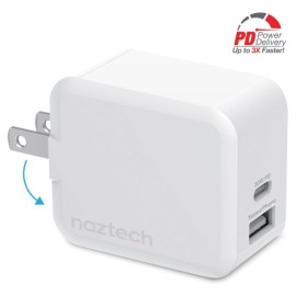 Naztech 30-Watt Power Delivery Dual-Output USB-C Fast Wall Charger