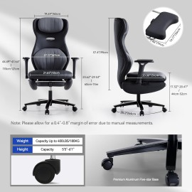 EMIAH Ergonomic Office Chair with Foot Rest Reclining Office Chair with Adjustable Arms and Headrest High Back Gaming
