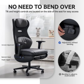EMIAH Ergonomic Office Chair with Foot Rest Reclining Office Chair with Adjustable Arms and Headrest High Back Gaming