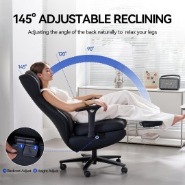 EMIAH Ergonomic Office Chair with Foot Rest Reclining Office Chair with Adjustable Arms and Headrest High Back Gaming