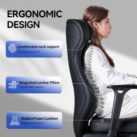 EMIAH Ergonomic Office Chair with Foot Rest Reclining Office Chair with Adjustable Arms and Headrest High Back Gaming