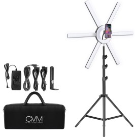 GVM Great Video Maker 600S LED Ring Light, 90W Dimmable Led Video Light Kit with Detachable Light Bars, Photography Lighting Led Video Lighting Kit for Live Broadcast, YouTube, CRI 97+ 3200K-5600K