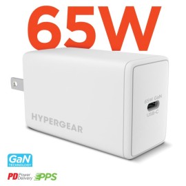 HyperGear SpeedBoost 65-Watt USB-C PD GaN Laptop Wall Charger with PPS, White