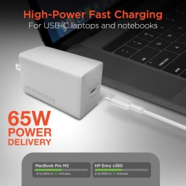 HyperGear SpeedBoost 65-Watt USB-C PD GaN Laptop Wall Charger with PPS, White