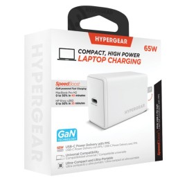 HyperGear SpeedBoost 65-Watt USB-C PD GaN Laptop Wall Charger with PPS, White