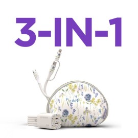 HyperGear TECHcessories 30-Watt USB-C PD Charging Kit with Travel Pouch (Purple Floral)