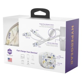 HyperGear TECHcessories 30-Watt USB-C PD Charging Kit with Travel Pouch (Purple Floral)