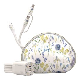 HyperGear TECHcessories 30-Watt USB-C PD Charging Kit with Travel Pouch (Purple Floral)